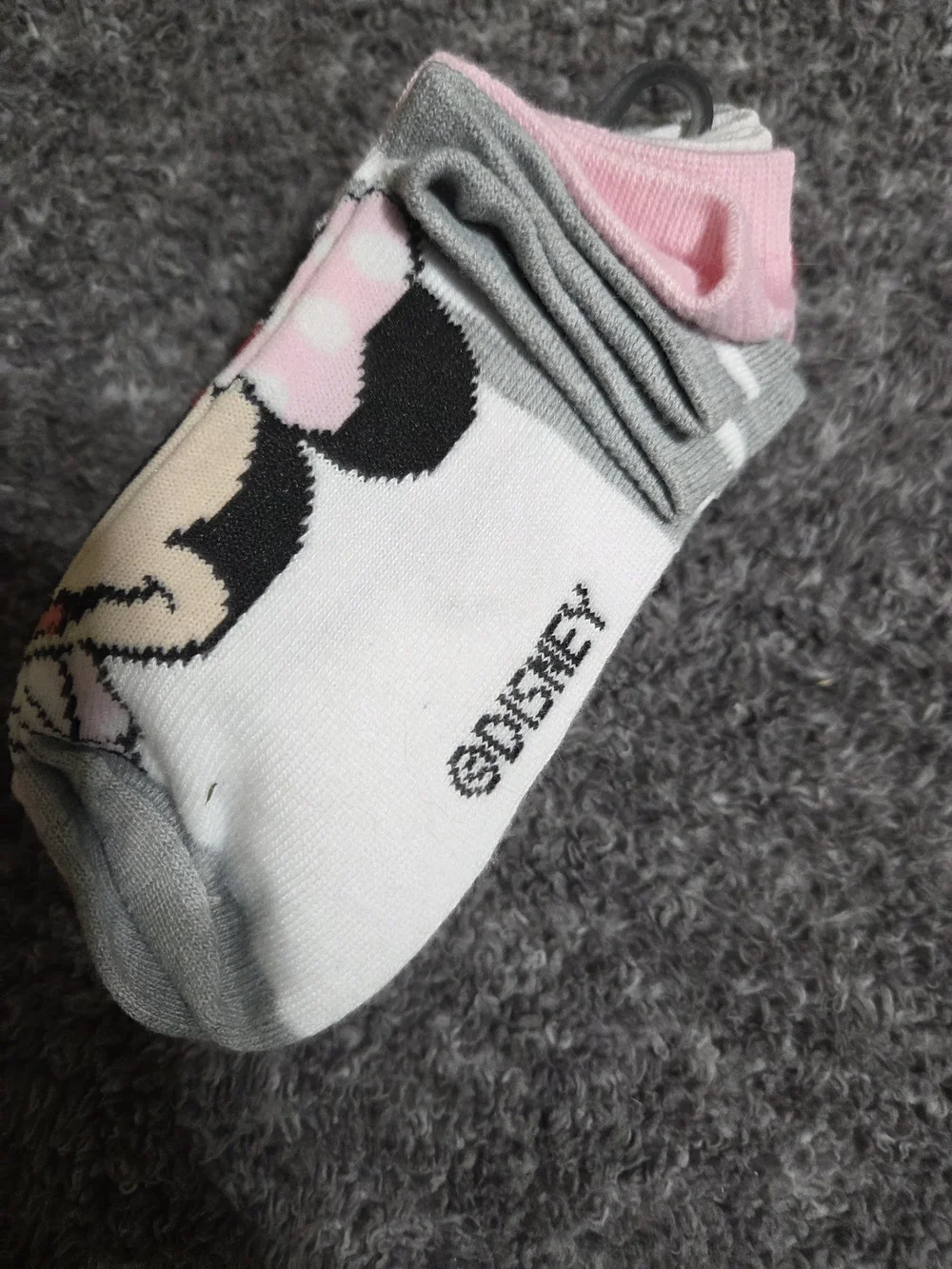 Disney Minnie Mouse Kids No-Show Socks - Red, Pink & White Hearts